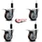 Service Caster 4'' Maroon Poly Swivel 1-1/4'' Expanding Stem Caster Set Total Lock Brake, 4PK SCC-EXTTL20S414-PPUB-MRN-114-4 - alternate 4